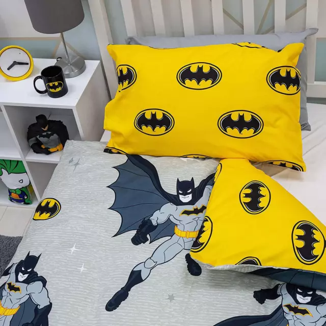 Batman Single Duvet Cover Set Reversible Logo Superhero Official DC Comics