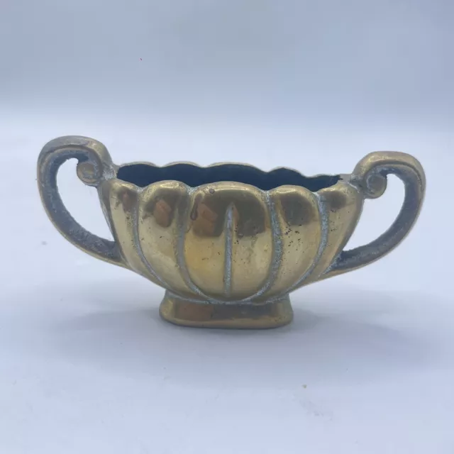 Vintage Small Solid Brass Posy Two Handled Vase