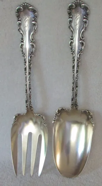 Louis XV Whiting sterling silver two piece salad serving set fork spoon