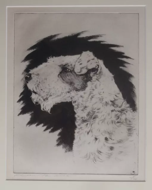 Wire Fox TERRIER DOG Etching Hunting SPORTING ART Benson B Moore SOUTHERN Artist