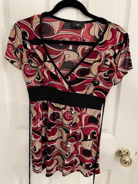 IZ Byer California Women’s Red, Black, Beige Tie-Back Blouse Size Medium