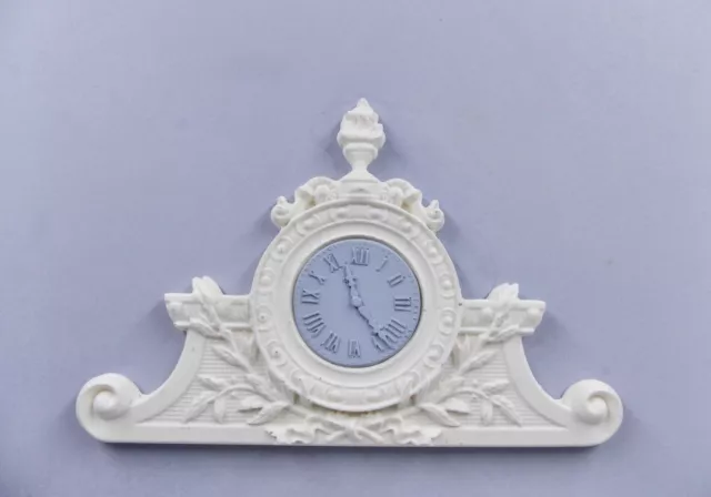 Dolls House clock French ornate style White Surround Blue Dial  1 / 12th  Scale