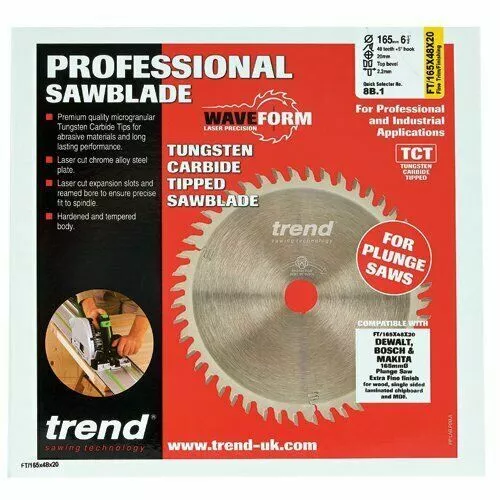 Trend  Ft/165X48X20 165Mm 48T 2Mm Kerf Tct Dewalt Makita Bosch Plunge Saw Blade