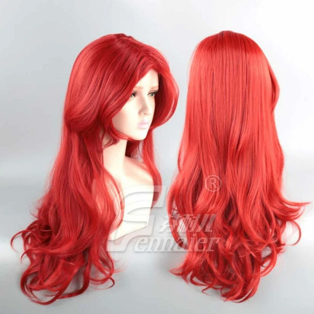 Crimson girl long curly middle parting hair cosplay wig washable High Quality
