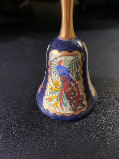 Crummles Enamel Bell With 3 Bird Scenes