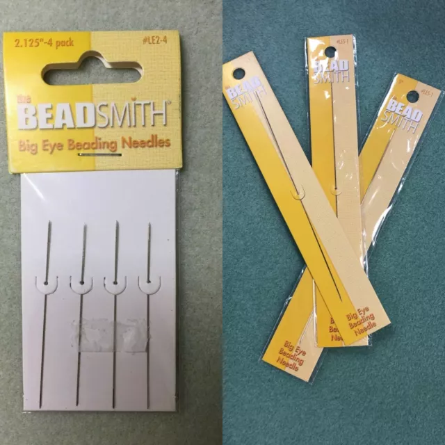 Beadsmith Big Eye Nadeln, einzelne lange & 4er-Pack kurze Schmuckherstellung Zubehör