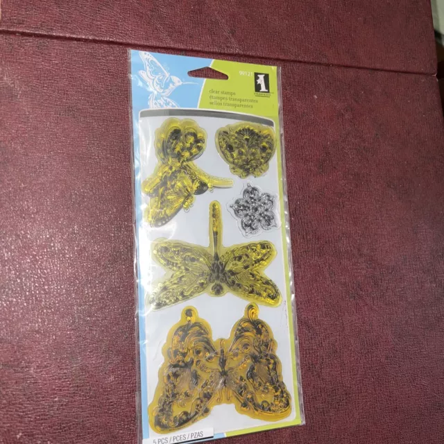 INKADINKADO clear stamp set MINDSCAPES #99121 Butterly Dragonfly Flower