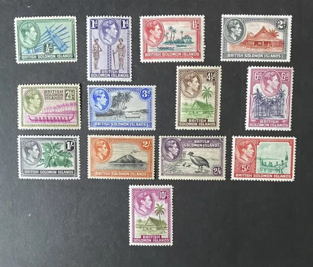 British Solomon Islands Kgvi 1939-51 Mm Definitive Complete Set Sg60-72 Cat £110