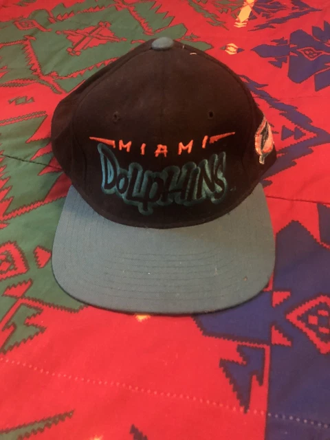 Vintage 90s Starter The Natural  NFL Dolphins Logo Script Snapback Hat Cap Wool
