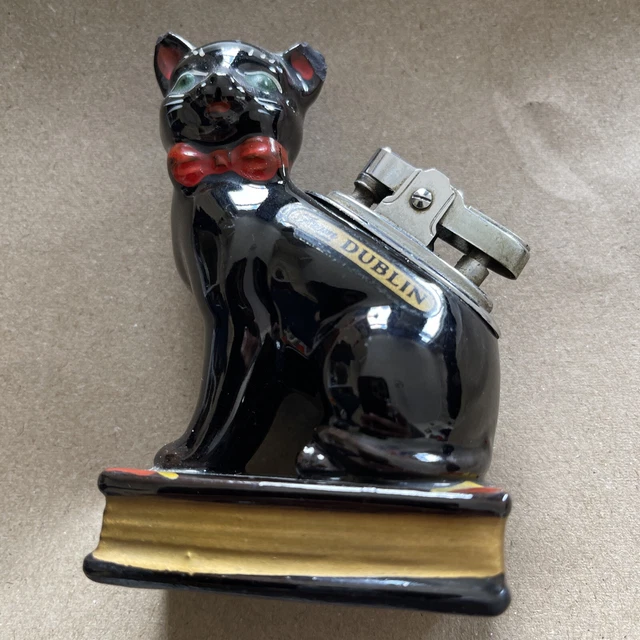 VINTAGE CERAMIC CAT Petrol Table Lighter.made In Japan.see Photos For