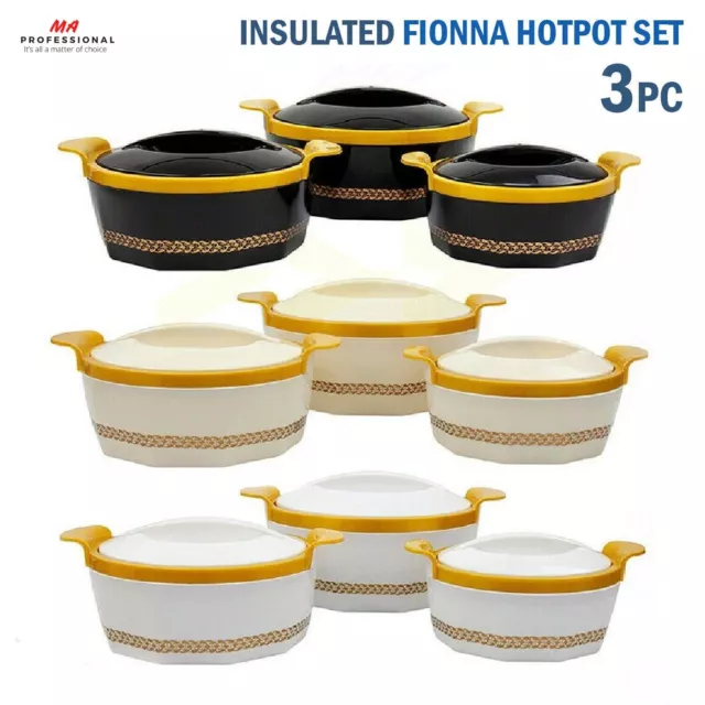 3PC Fionna Insulated Hot Pot Casserole Set Serving Dish Thermal Food Warmer Pot