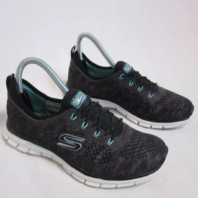 SKECHERS GLIDER STRETCH Fit Memory Foam Black Slip On Sneakers Shoes ...