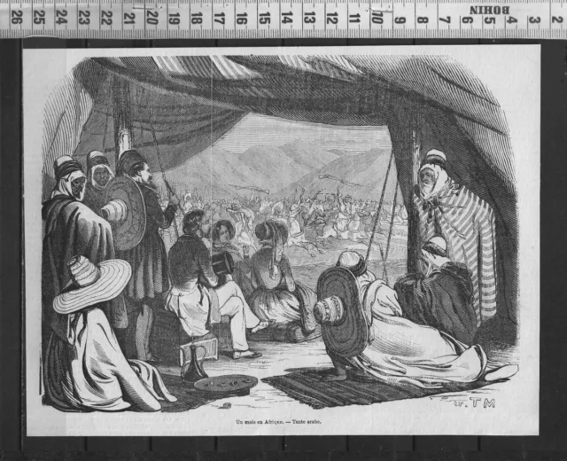 G363 / Gravure 1868 /  Un Moi En Afrique Tente Arabe