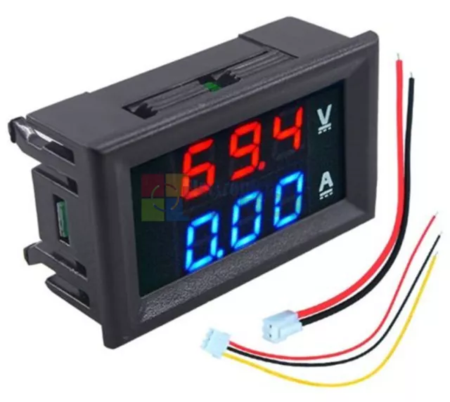 DC 100V10A Voltmeter Ammeter Blue & Red LED Amp Dual Digital Volt Meter Gauge DB