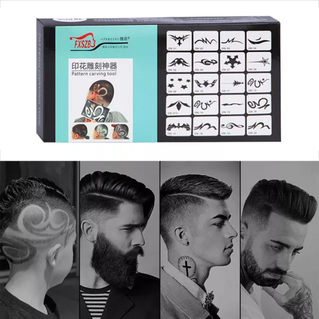 fr 20x Mix-Pattern Hair Styling Tattoo Template DIY Hairdressing Trimmer Stencil 2