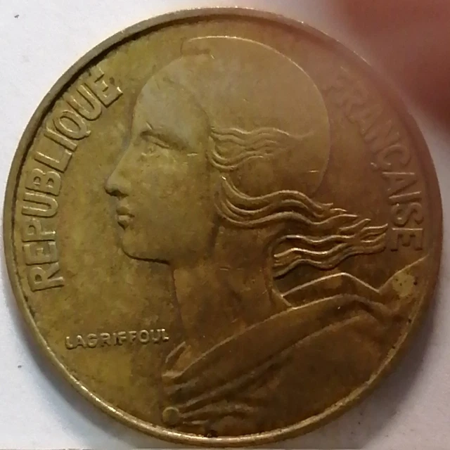 1963 France 20 Cents Aluminum-Bronze Coin au