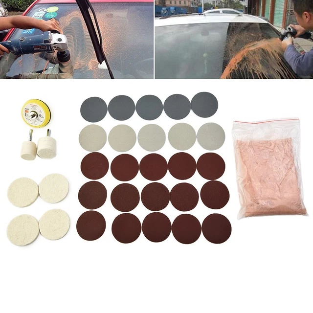 Grattare Auto Vetro Lucido Set Cerio Ossido 34Pcs for Parabrezza Doccia Schermi