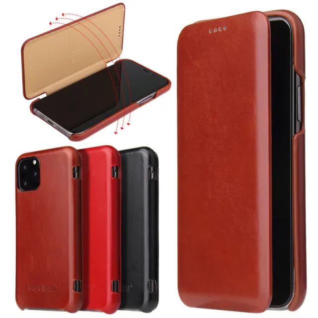 Genuine Luxury Leather Flip Case Magnetic Cover For iPhone 15 14 13 12 Pro Max