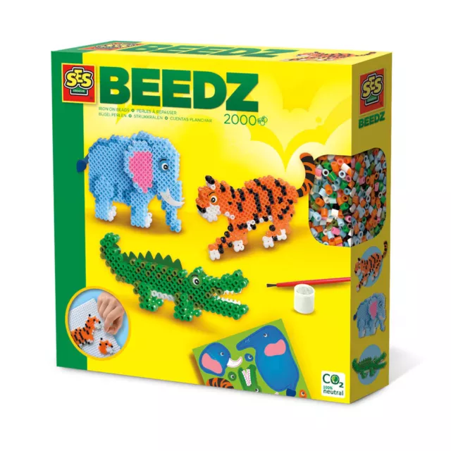 SES CREATIVE Beedz Safari Animals 2000 Iron-on Beads Mosaic Art Kit
