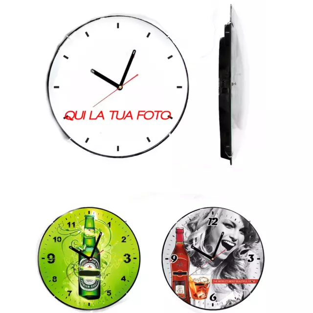 OROLOGIO DA PARETE PERSONALIZZATO con FOTO /LOGO da Muro 30cm per ufficio e casa