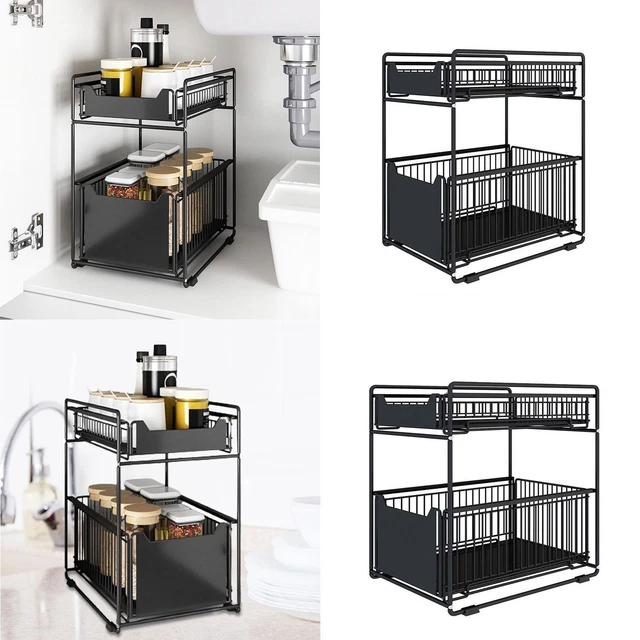 2 Tiroirs Coulissants Sous Bureau – Auto-adhésif, Sans Perçage – Noir – Idéal Pour Rangement Bureau Ou Cosmétiques