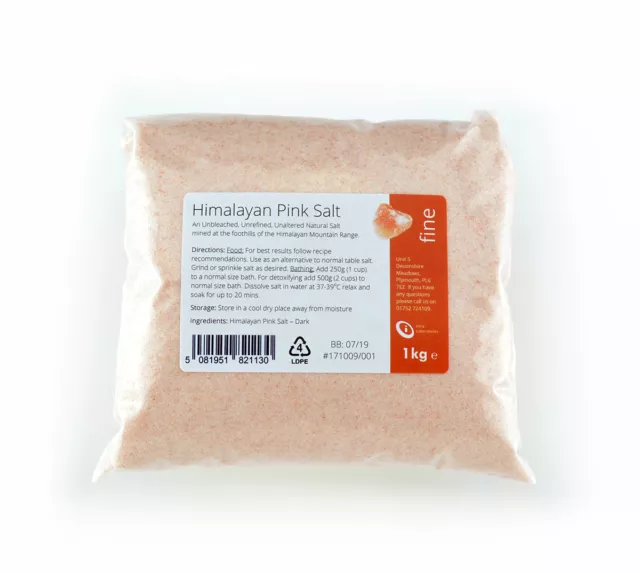 Himalayan Pink Salt 1kg - Pure and Naturally Organic Food Grade Fine Salt