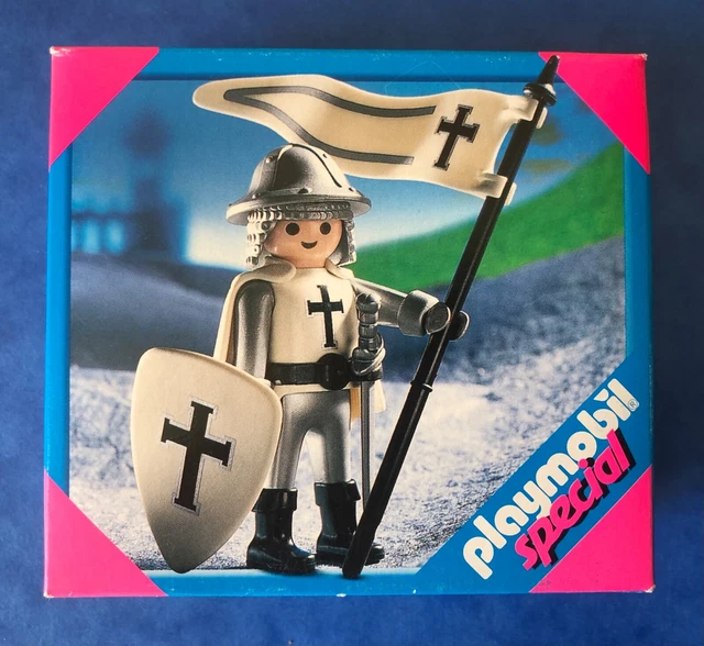 Figurine PLAYMOBIL Chevalier Croisé Vintage #2 - 1976, Avec Épée, Cor Et Cheval