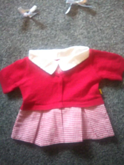 Build-A-Bear Girls Red,Check School Uniform Dress/Ribbons Fits B-A-B Teddy Bears