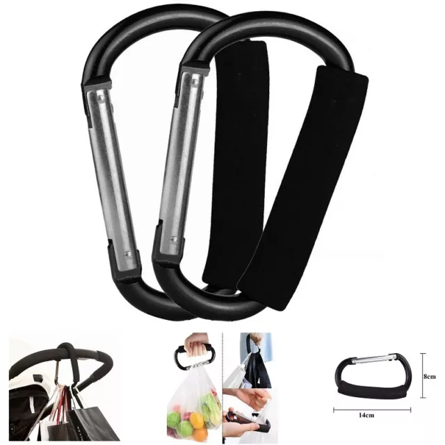 2 Pack Of X/Large Stroller Hooks Grocery Shopping Bag Clip Holder Carrier Tool