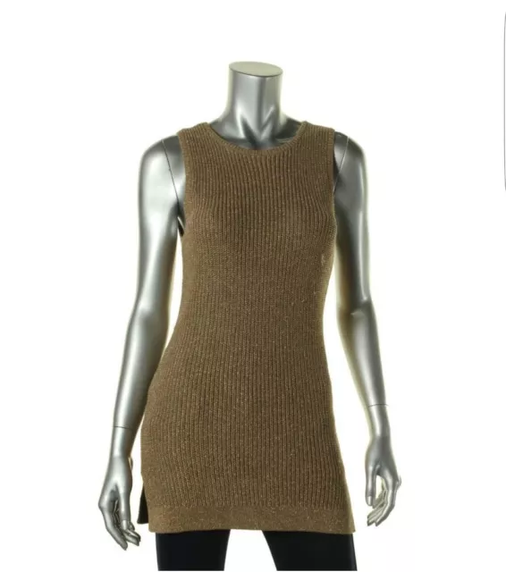 Lauren Ralph Lauren Women Petite Sleeveless Knit Tunic Sweater Gold Size PL 3