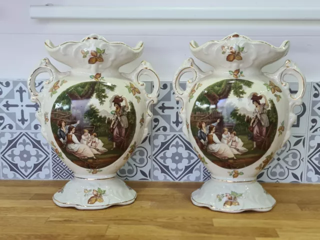 Pair Of Vintage Staffordshire Ironstone Vases
