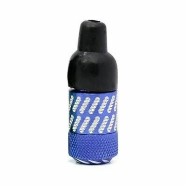 Blue | Carved Metal e-Snuff Spice Storage w/ Rubber Pacifier Bullet