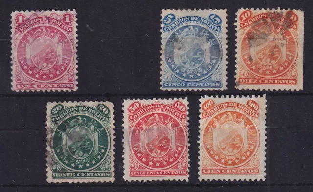 Bolivien 1890 Wappen im Kreis Mi.-Nr. 26-32 (27 fehlt) gestempelt