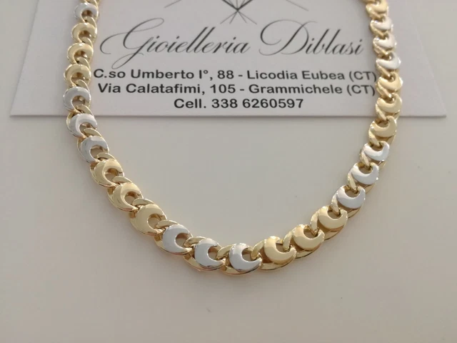 Chaîne Ras-du-cou Or Massif 18K 50 Cm – Or Jaune Et Blanc – Homme/Femme