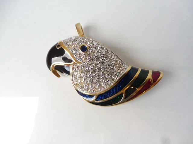 Broche Pendentif Insecte Pierre Lang - Métal Doré, Strass, émail - 49x35mm - Occasion