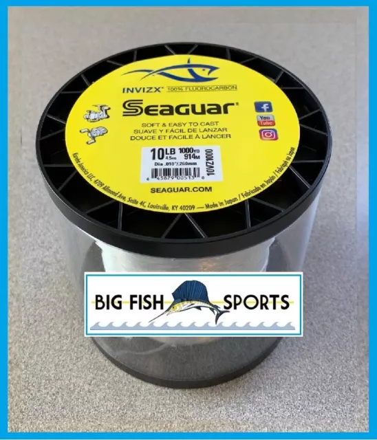 SEAGUAR INVIZX 100% Fluorocarbon Line 10lb/1000yd 10VZ1000 FREE SHIP 1000 YARDS