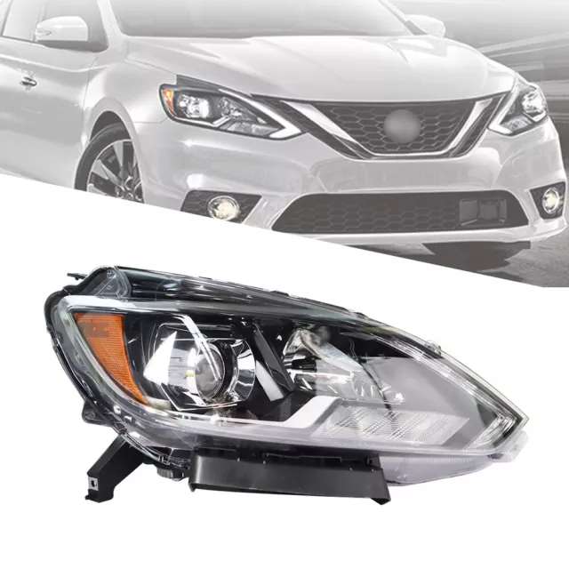 LED Headlight Assembly W/DRL Black Right  Side For 2016-2018 Nissan Sentra SL SR