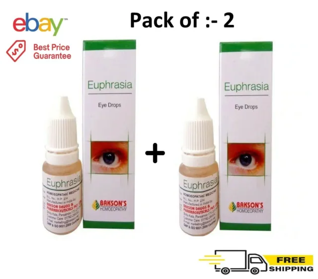 Pack 2X Bakson Euphrasia Augentropfen für Augeninfektionen, Katarakt, Sehverlust