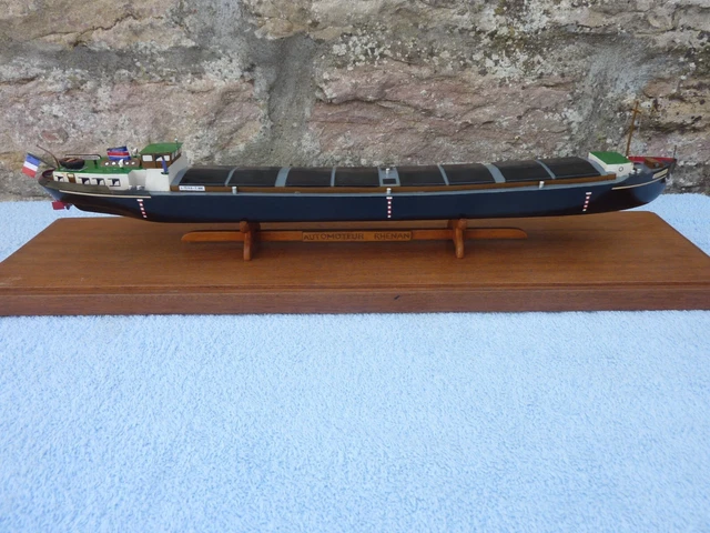 MAQUETTE DE BATEAU - Péniche - En bois EUR 180,00 - PicClick FR