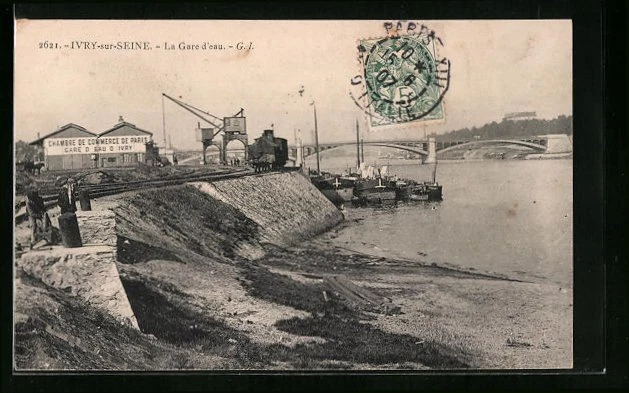 CPA Ivry-sur-Seine, La Gare d´eau 1907