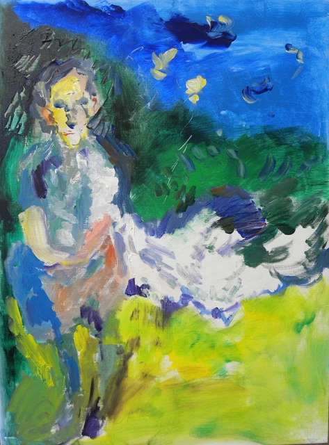 Ernesto TRECCANI (Milano 1920-2009) FIGURA FEMMINILE A MACUGNAGA 80x60 splendido