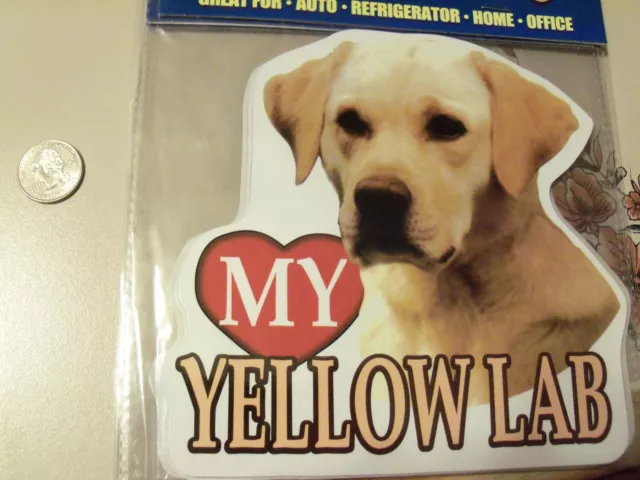 New <3  heart Love my YELLOW Lab Labrador Retriever Mega Auto Car Fridge Magnet