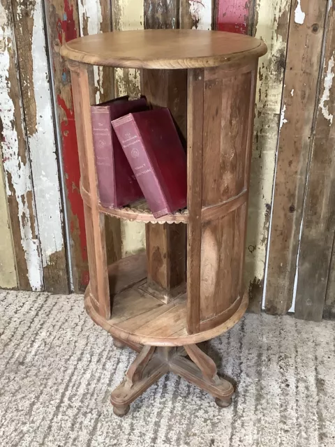 Unusual Circular Old Waxed Elm Bookcase 3 Shelves Wooden "H