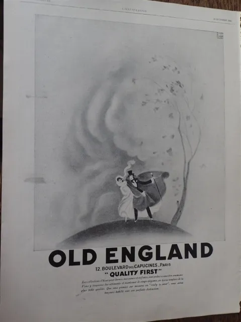 OLD ENGLAND magasin par René RAVO + F. MILLOT publicité papier ILLUSTRATION 1929