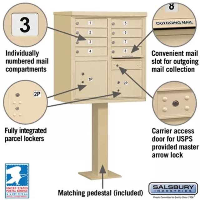 Salsbury Commercial CBU Cluster Box Unit Apartment Mailbox 4 Sizes 6 Colors