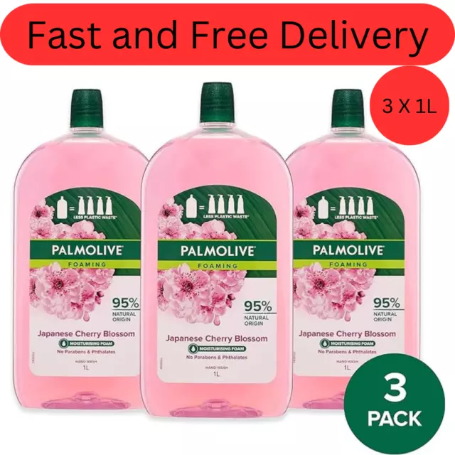 Palmolive Foaming Liquid Hand Wash Soap 3L 3x1L packs Japanese Cherry Blossom AU