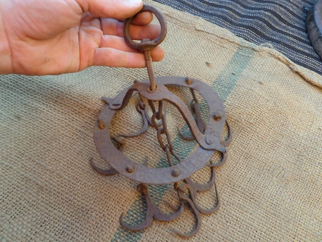 Antique 19Th Century Wrought Iron Hand Forged Water Well Hooks 3