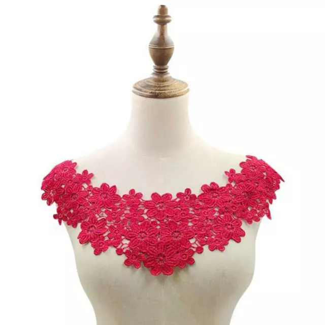 Floral Lace Embroidered Neckline DIY Collar Trim Clothes Sewing Applique Patch 3