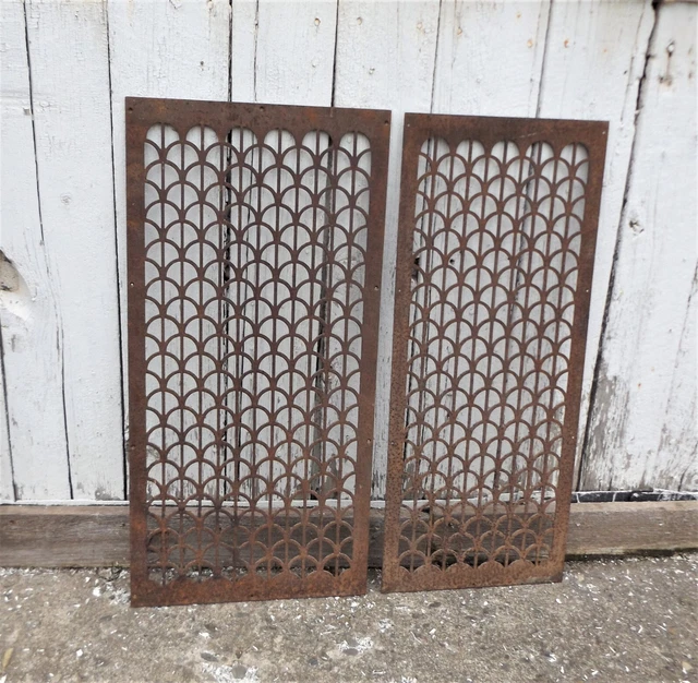 Large Antique Window Guards or Grates, Architectural, Garden, Art Deco 41.5 X 38