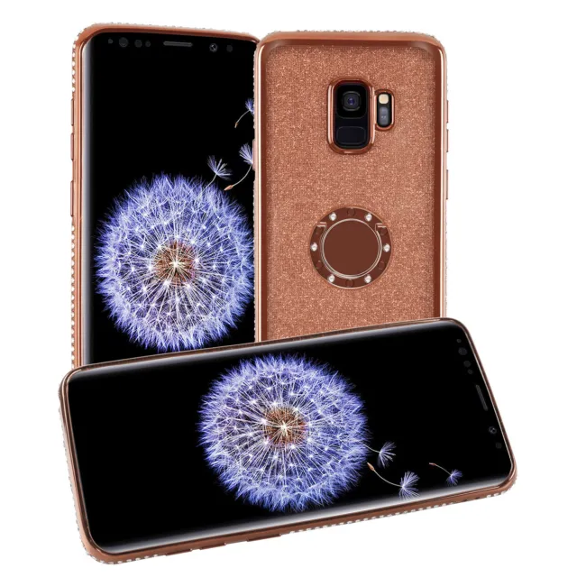 Cute Samsung Galaxy S9 Plus Case Glitter Bling Rhinestone Bumper With Ring Grip